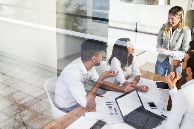 Startup diversity teamwork brainstorming business meeting concept.